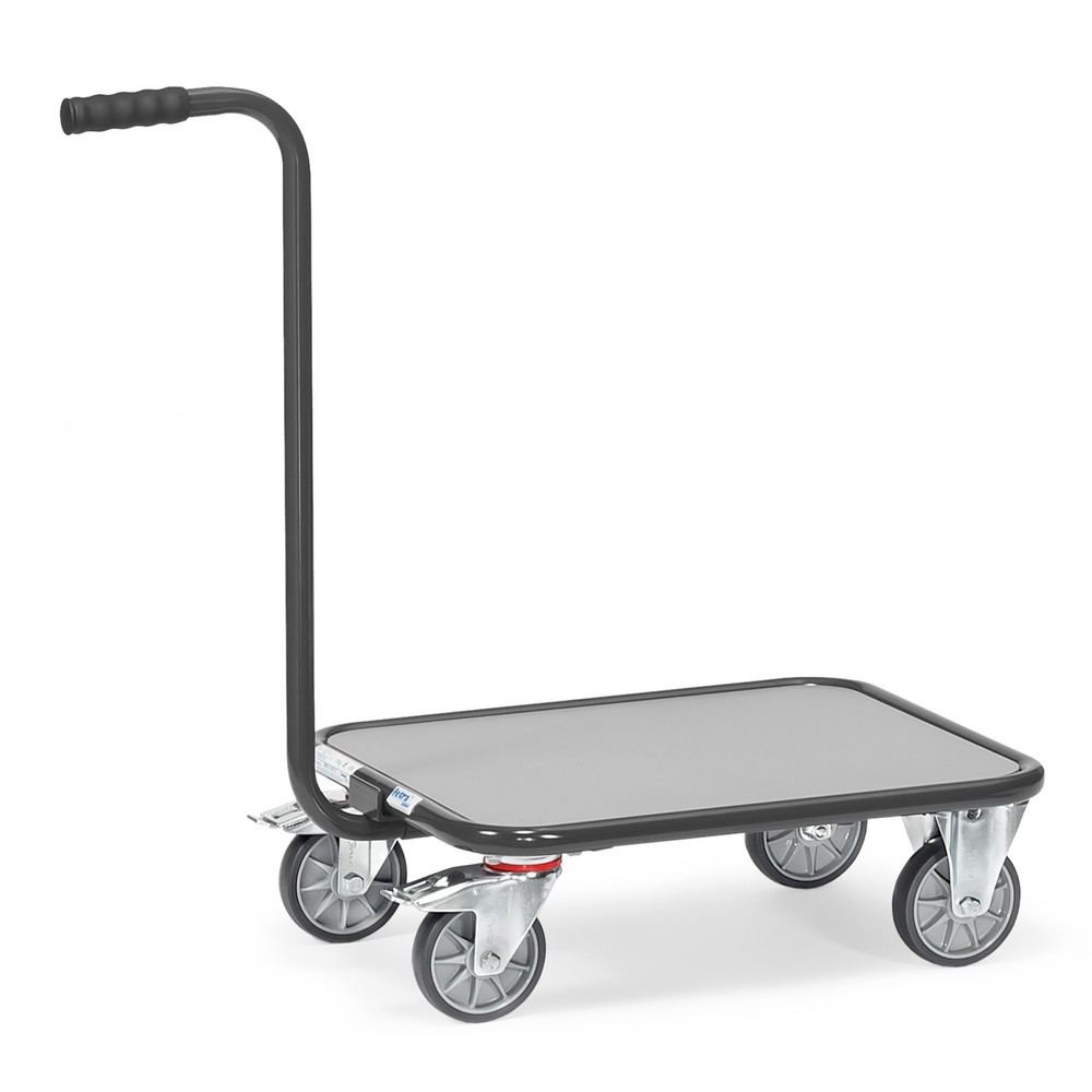 Zdjęcie produktu nr 1: Transporter z uchwytem fetra®, platforma drewniana, 4 koła, udźwig 250 kg, kolor antracytowy szary
