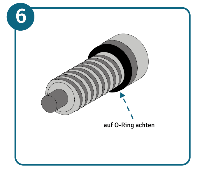 Öleinfüllschraube befestigen, auf O-Ring achten