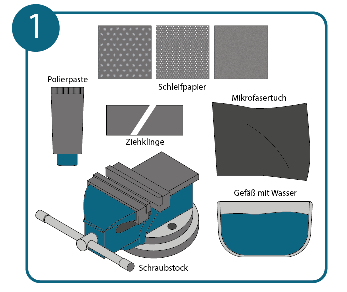 Acrylglas polieren Schritt 1: Werkzeug und Hilfsmittel bereitlegen