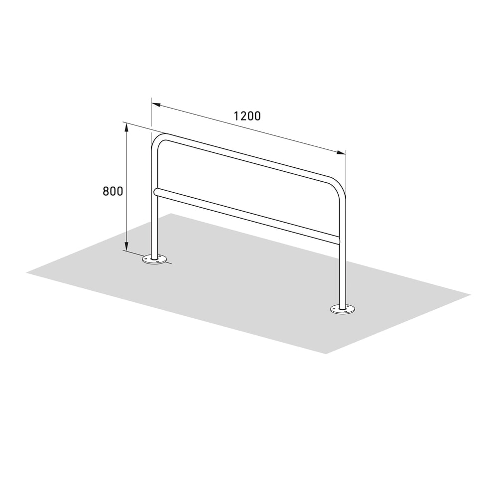 Produktabbildung Nr. 8: wsm® Anlehnbügel mit Knierohr, zum Aufdübeln, Länge 1.500 mm