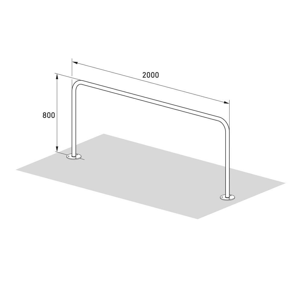 Produktabbildung Nr. 8: wsm® Anlehnbügel, Standard, zum Aufdübeln, Länge 2.000 mm