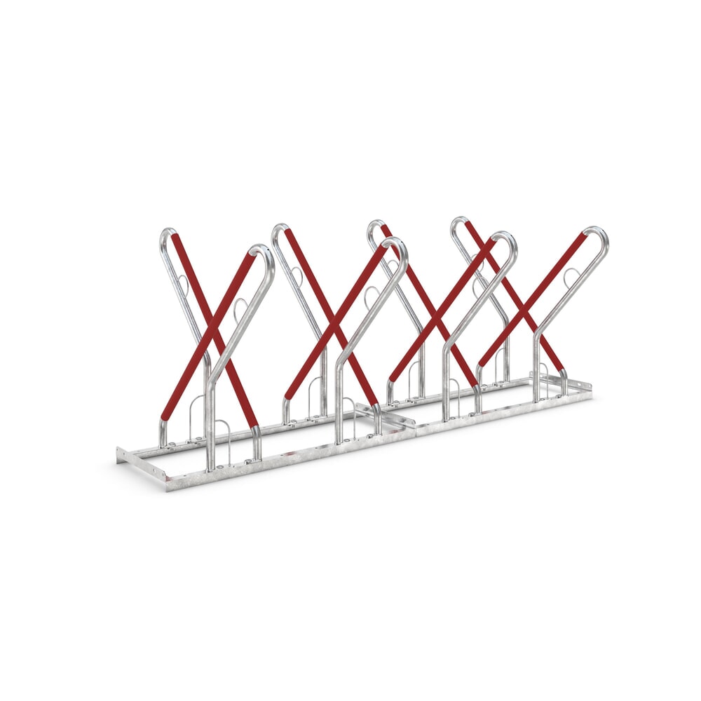 Produktabbildung Nr. 1: wsm® Anlehnparker 0500 XBF, zum Aufdübeln, feuerverzinkt, 2-seitige Radeinstellung, 8 Stellplätze, Radabstand 540 mm