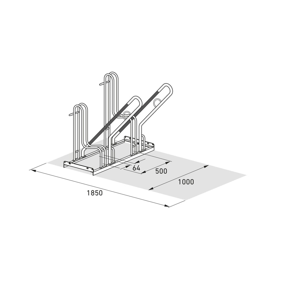 Produktabbildung Nr. 6: wsm® Anlehnparker 4700 XBF, Freiaufstellung, feuerverzinkt, 1-seitige Radeinstellung, 2 Stellplätze, Radabstand 500 mm