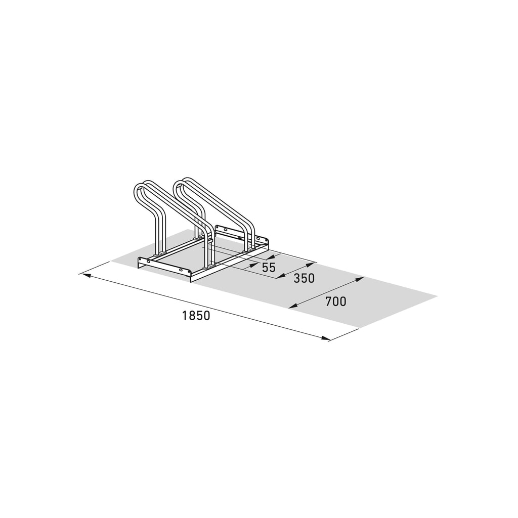 wsm® Bügelparker, 1-seitig, 2 Stellplätze, verzinkt Produktabbildung Nr. 7: wsm® Bügelparker, 1-seitig, 2 Stellplätze, verzinkt