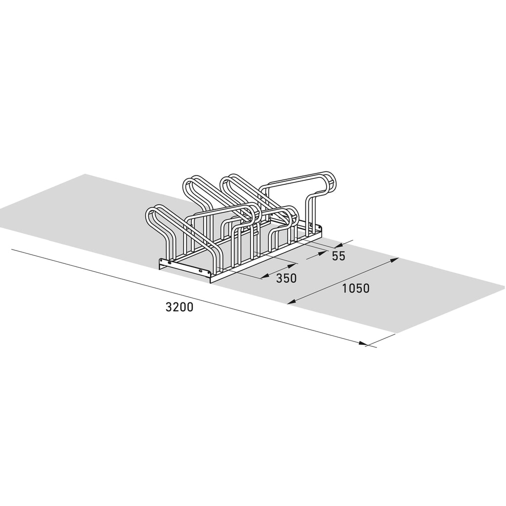 Produktabbildung Nr. 7: wsm® Bügelparker, 2-seitig, 6 Stellplätze, verzinkt