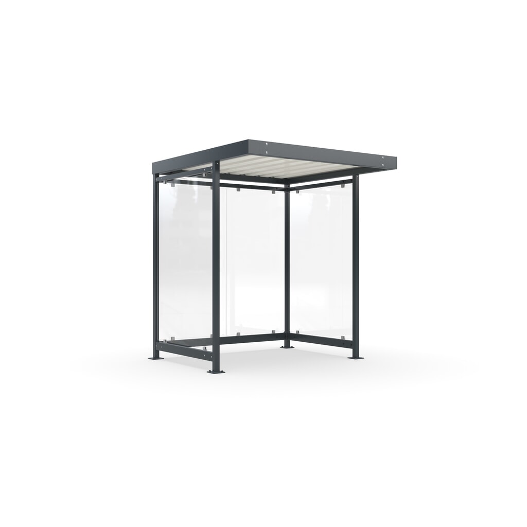 Produktabbildung: wsm® Raucherunterstand, Bausatz, für 3-4 Personen, 4 Elemente, RAL 7016 anthrazitgrau - ohne Glasdekor