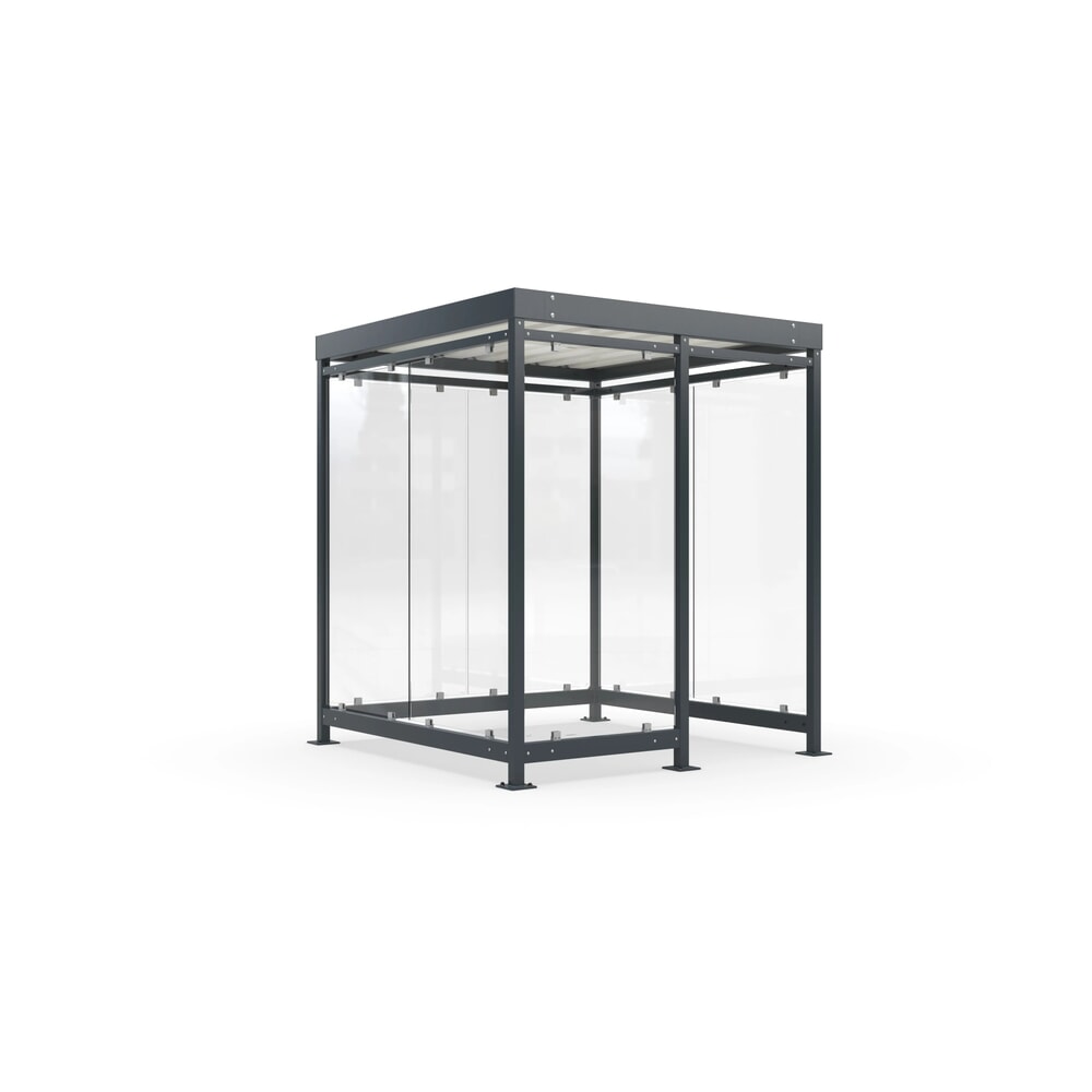 Produktabbildung: wsm® Raucherunterstand, Bausatz, für 4-9 Personen, 7 Elemente, RAL 7016 anthrazitgrau - ohne Glasdekor