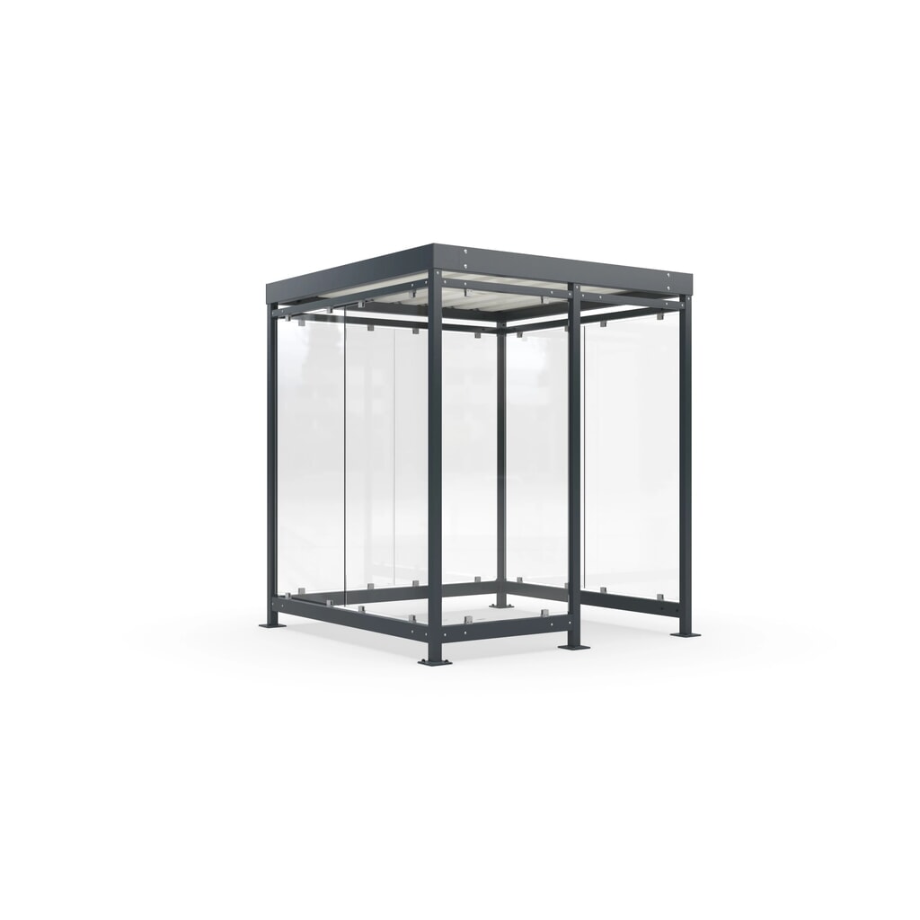 Produktabbildung: wsm® Raucherunterstand, Bausatz, für 4-9 Personen, 7 Elemente, RAL 7016 anthrazitgrau - ohne Glasdekor