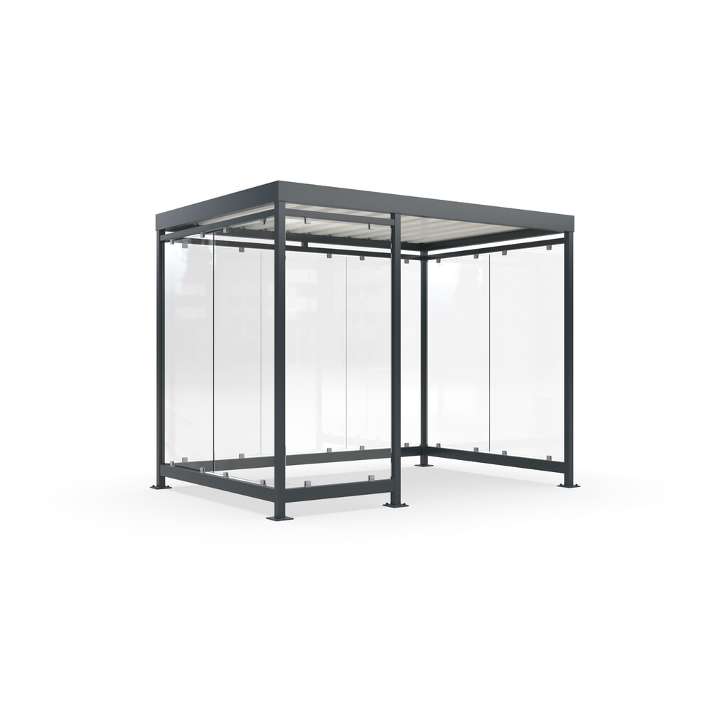 Produktabbildung: wsm® Raucherunterstand, Bausatz, für 7-8 Personen, 8 Elemente, RAL 7016 anthrazitgrau - ohne Glasdekor