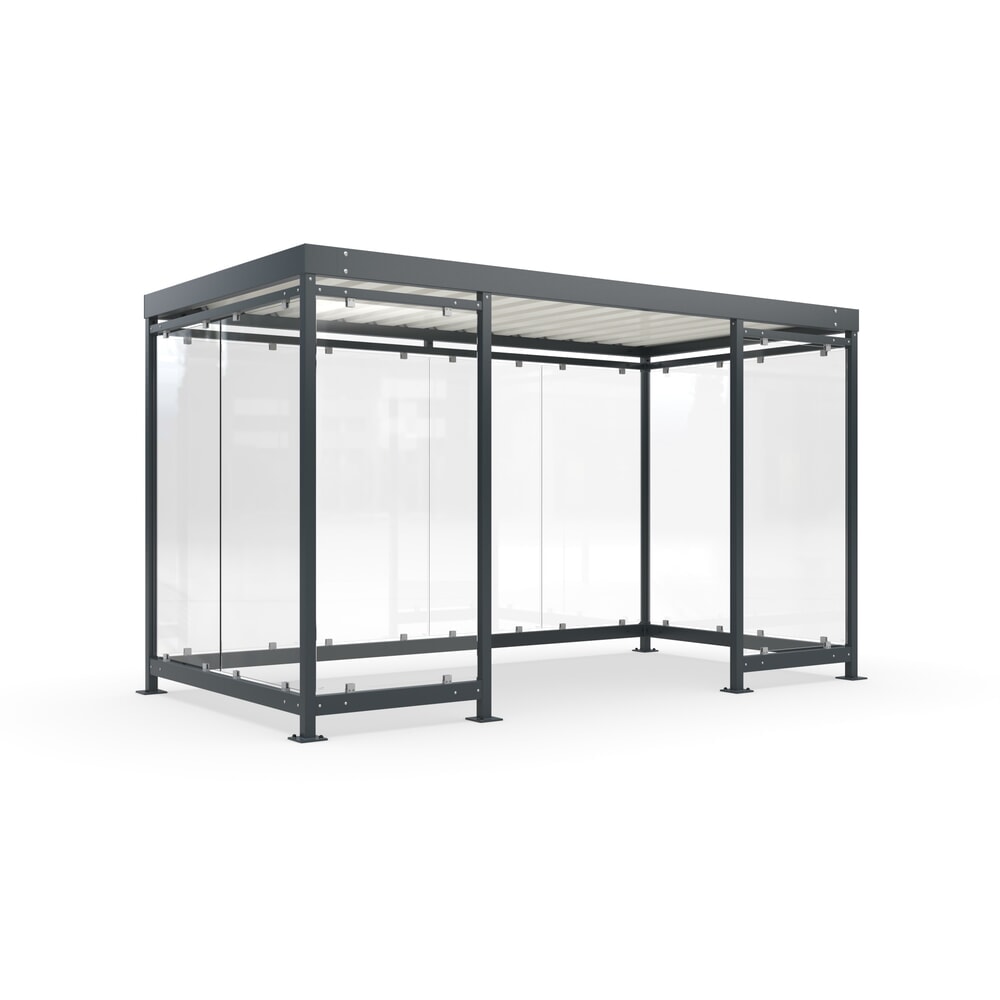 Produktabbildung: wsm® Raucherunterstand, Bausatz, für 9-10 Personen, 10 Elemente, RAL 7016 anthrazitgrau - ohne Glasdekor