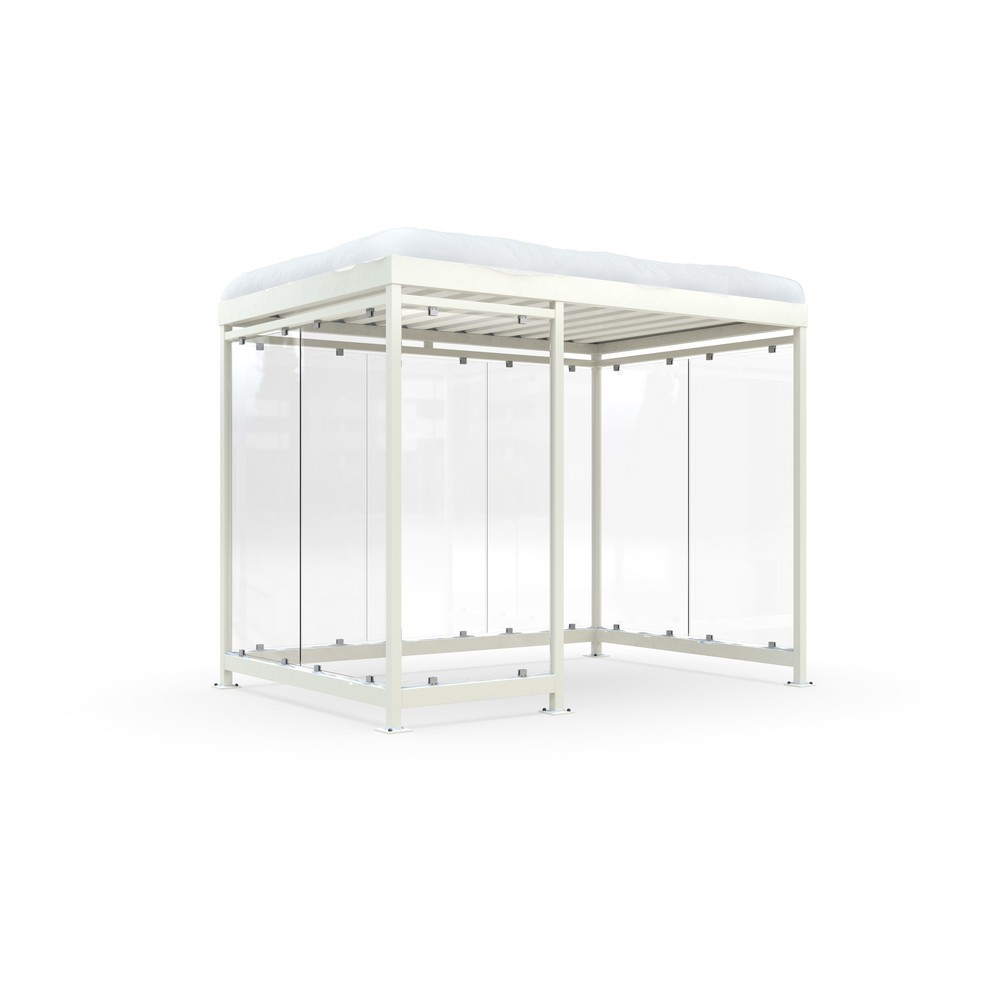 Produktabbildung: wsm® Raucherunterstand KÖLN ALPINE, fertig montiert, Schneelast max. 4,15 kg/m², 8 Elemente, ohne Überpflasterung, grauweiß