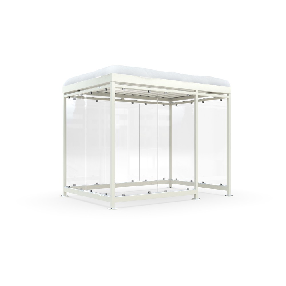 Produktabbildung Nr. 1: wsm® Raucherunterstand KÖLN ALPINE, fertig montiert, Schneelast max. 4,15 kg/m², 9 Elemente, ohne Überpflasterung, grauweiß