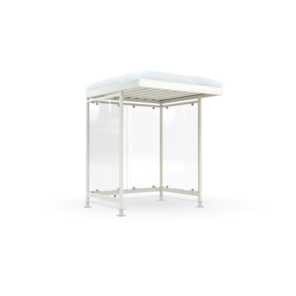 Produktabbildung: wsm® Raucherunterstand KÖLN ALPINE, fertig montiert, Schneelast max. 5,60 kg/m², 4 Elemente, mit Überpflasterung, grauweiß