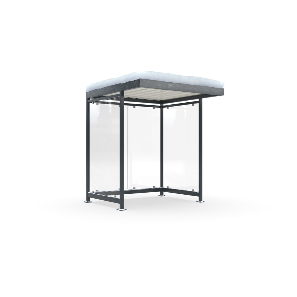 wsm® Raucherunterstand KÖLN ALPINE, fertig montiert, Schneelast max. 5,6 kN/m², 4 Elemente, ohne Überpflasterung, anthrazitgrau Produktabbildung: wsm® Raucherunterstand KÖLN ALPINE, fertig montiert, Schneelast max. 5,6 kN/m², 4 Elemente, ohne Überpflasterung, anthrazitgrau