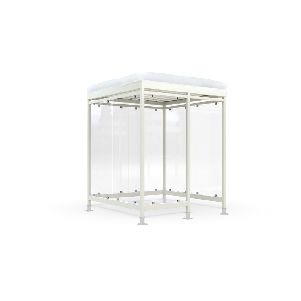 Produktabbildung: wsm® Raucherunterstand KÖLN ALPINE, fertig montiert, Schneelast max. 5,60 kg/m², 7 Elemente, mit Überpflasterung, grauweiß