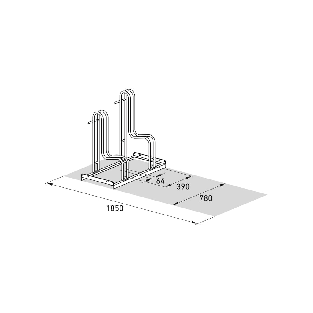 Produktabbildung Nr. 7: wsm® Standparker 4000 BR, 1-seitig, feuerverzinkt, Radabstand 390 mm, 2 Stellplätze
