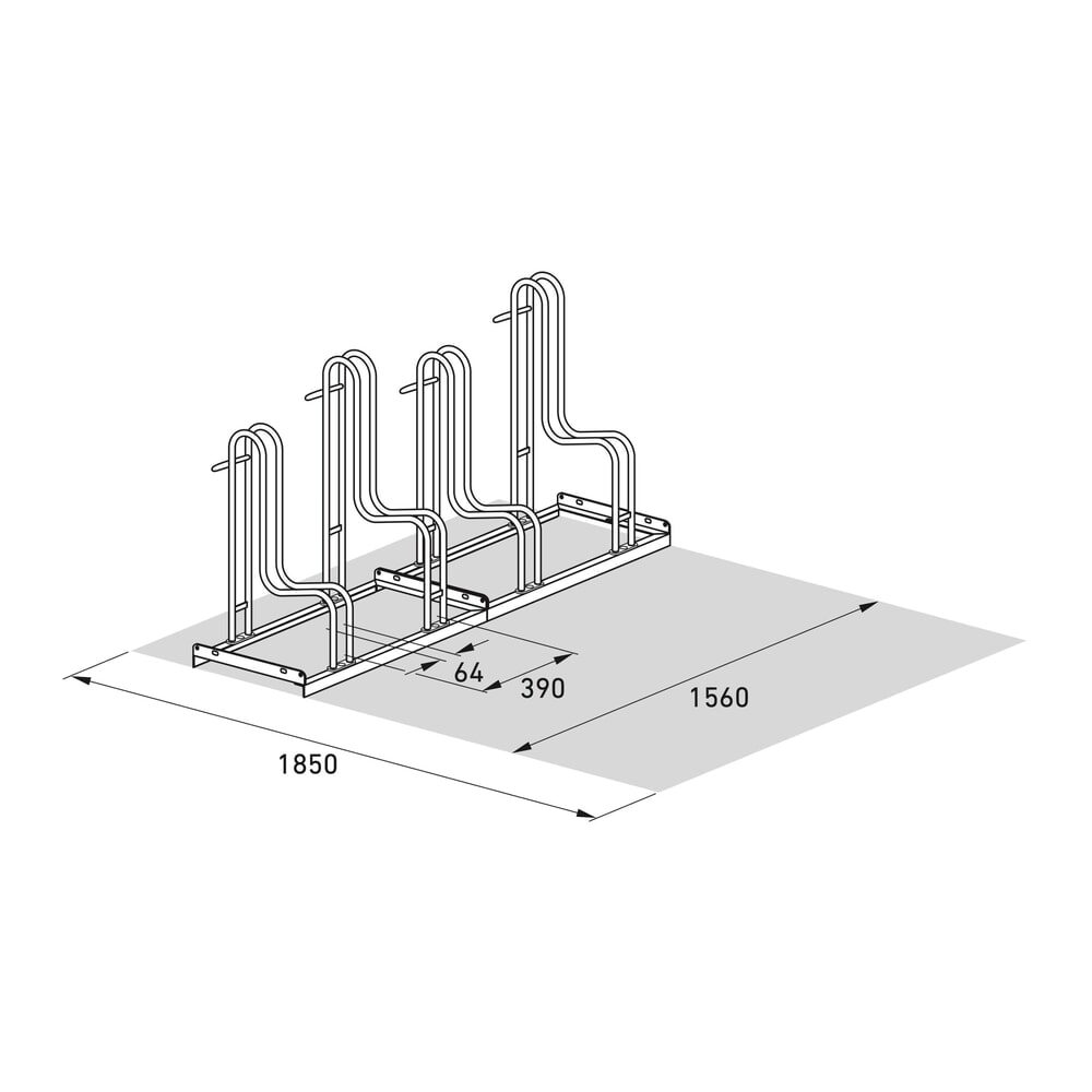 Produktabbildung Nr. 7: wsm® Standparker 4000 BR, 1-seitig, feuerverzinkt, Radabstand 390 mm, 4 Stellplätze