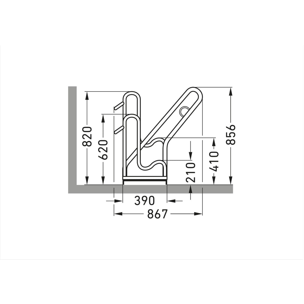 Produktabbildung Nr. 7: wsm® Standparker 4500 XBF mit Anlehnbügel, feuerverzinkt, 1-seitig, 2 Stellplätze, Radabstand 500 mm