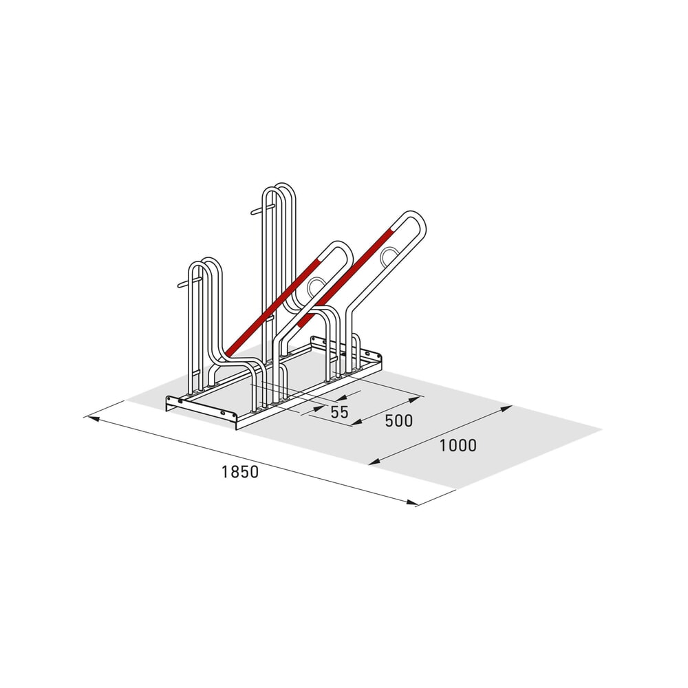 Produktabbildung Nr. 8: wsm® Standparker 4500 XBF mit Anlehnbügel, feuerverzinkt, 1-seitig, 2 Stellplätze, Radabstand 500 mm