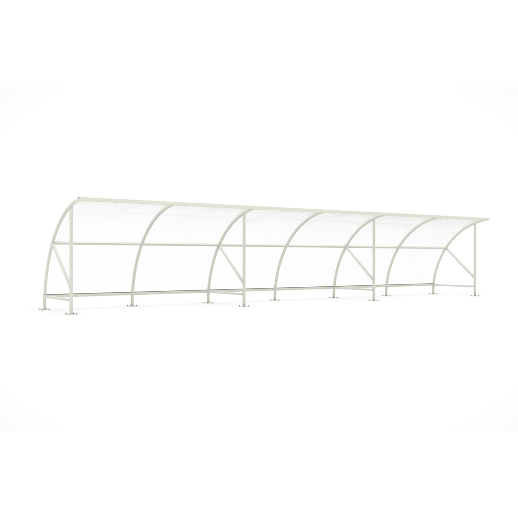 Produktabbildung: wsm® Überdachung BAMBERG im Rundbogen-Design, Breite 12.350 mm, grauweiß