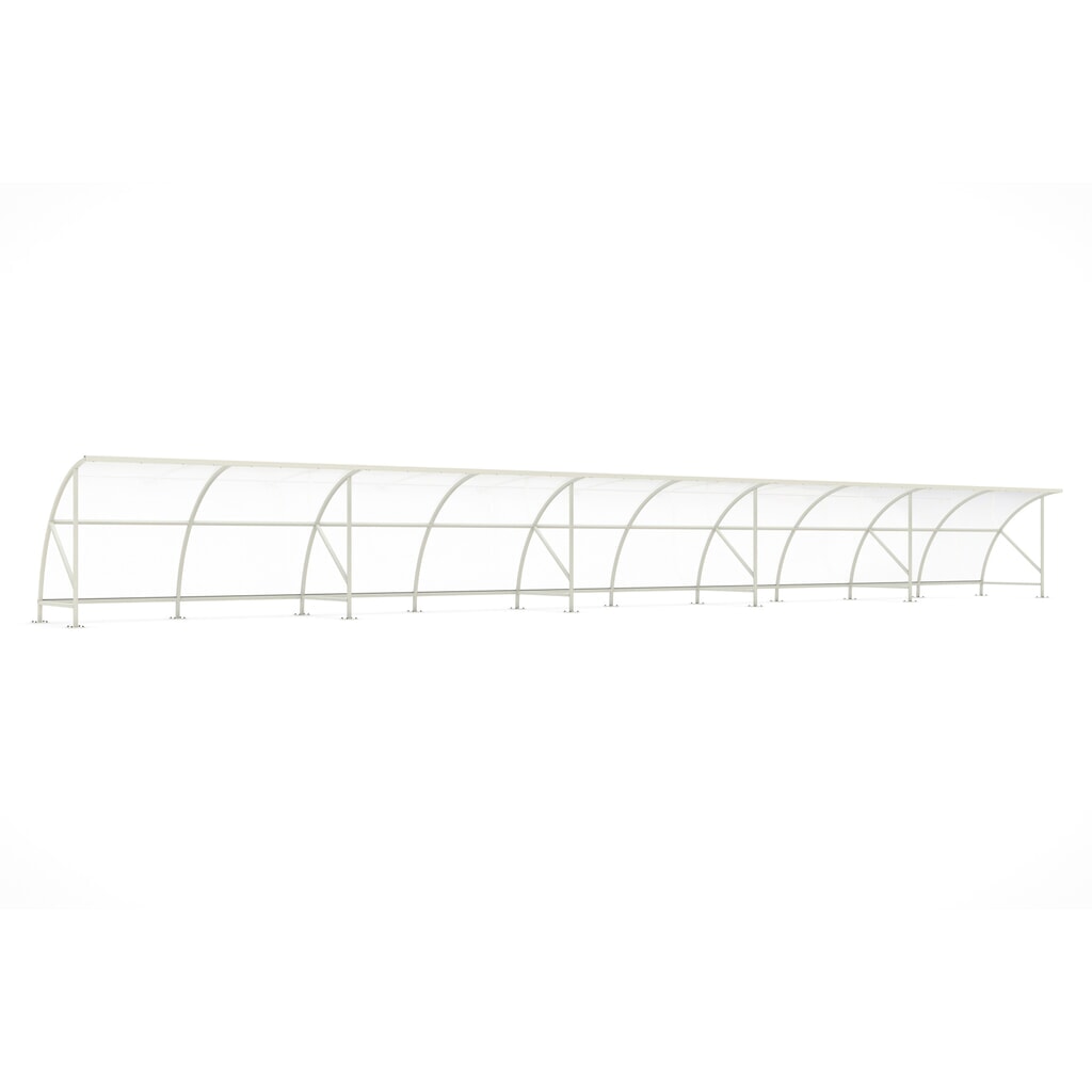 Produktabbildung: wsm® Überdachung BAMBERG im Rundbogen-Design, Breite 20.550 mm, grauweiß