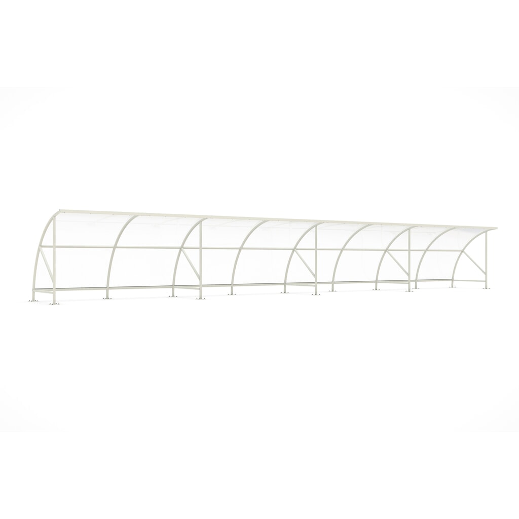 Produktabbildung: wsm® Überdachung BAMBERG im Rundbogen-Design, Breite 16.450 mm, grauweiß