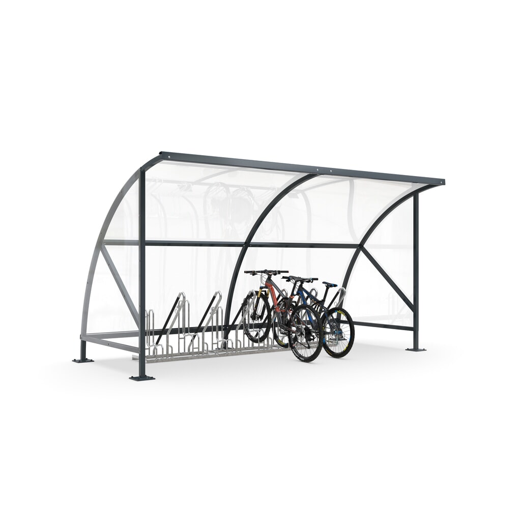 Produktabbildung Nr. 6: wsm® Überdachung SWING im Rundbogen-Design, Breite 4.080 mm, RAL 7016 anthrazitgrau