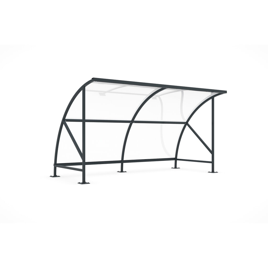 Produktabbildung: wsm® Überdachung SWING im Rundbogen-Design, Breite 4.080 mm, RAL 7016 anthrazitgrau