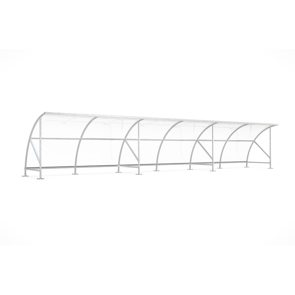 Produktabbildung: wsm® Überdachung BAMBERG im Rundbogen-Design, Breite 12.350 mm, verzinkt