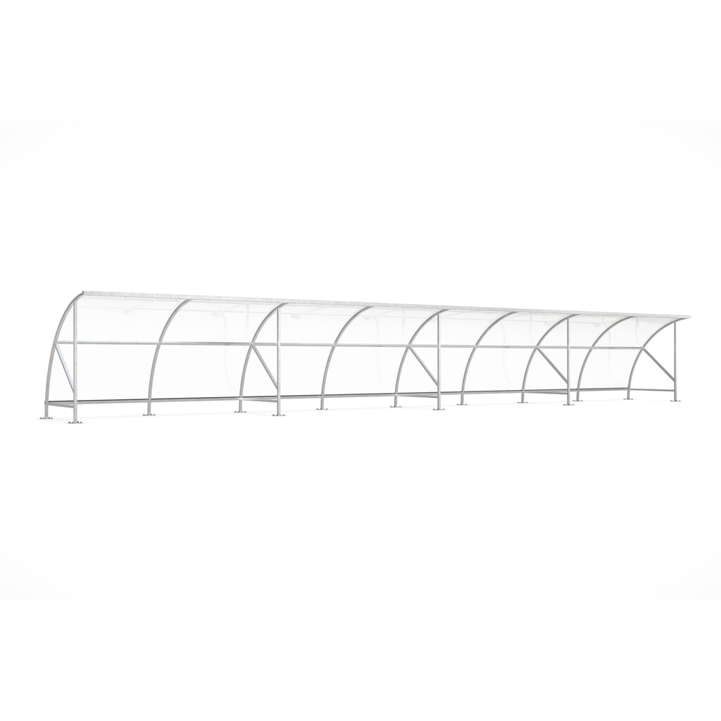 Produktabbildung: wsm® Überdachung BAMBERG im Rundbogen-Design, Breite 16.450 mm, verzinkt