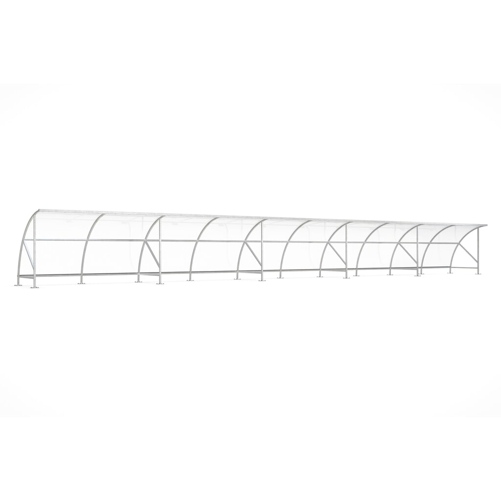 Produktabbildung: wsm® Überdachung BAMBERG im Rundbogen-Design, Breite 20.550 mm, verzinkt