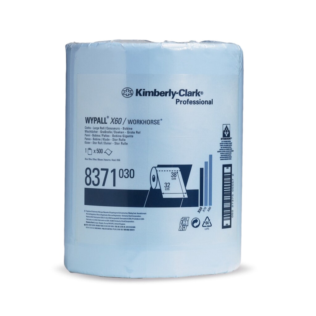 WypAll® Wischtücher X60, HxB 380 x 315 mm, Großrolle, hellblau Produktabbildung: WypAll® Wischtücher X60, HxB 380 x 315 mm, Großrolle, hellblau