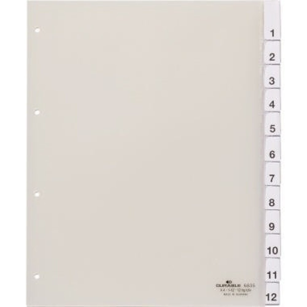 DURABLE Register 683519 230/245x297mm 12teilig Hartfolie tr Produktabbildung: DURABLE Register 683519 230/245x297mm 12teilig Hartfolie tr