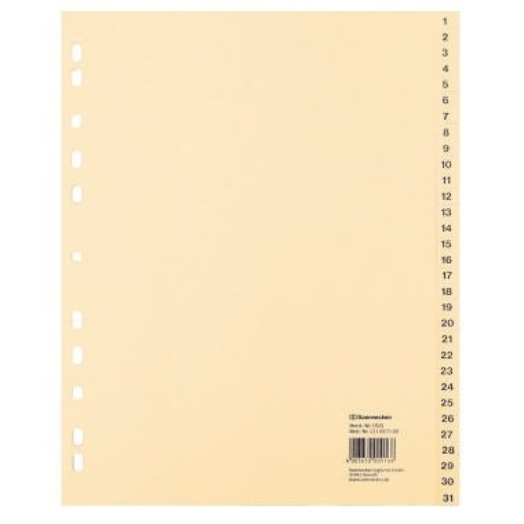 Soennecken Register 1925 DIN A4 1-31 volle Höhe Tauenpapier chamois Produktabbildung: Soennecken Register 1925 DIN A4 1-31 volle Höhe Tauenpapier chamois