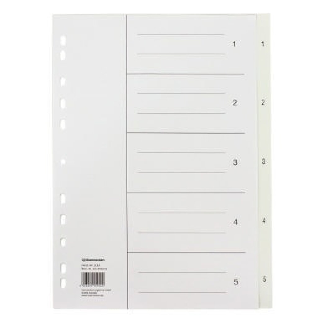 Soennecken Register 2114 DIN A4 1-5 volle Höhe PP weiß Produktabbildung: Soennecken Register 2114 DIN A4 1-5 volle Höhe PP weiß