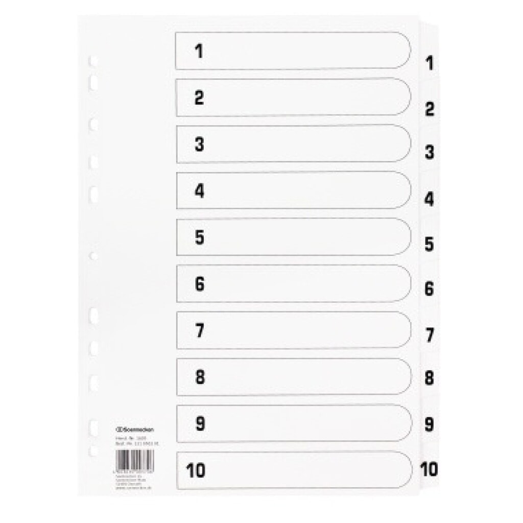 Produktabbildung: Soennecken Register Mylar 1605 1-10 weiß