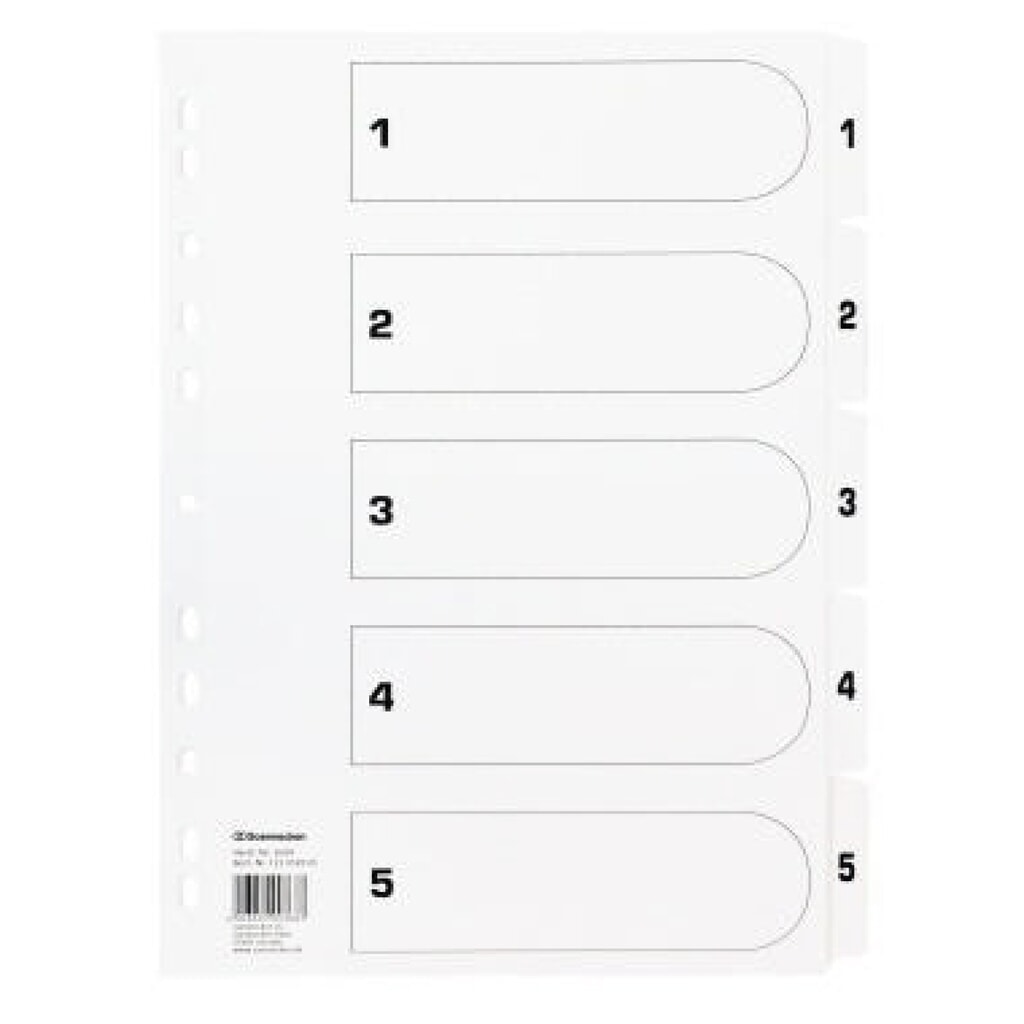 Soennecken Register Mylar 1604 1-5 weiß Produktabbildung: Soennecken Register Mylar 1604 1-5 weiß