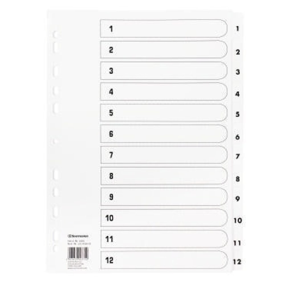 Soennecken Register Mylar 1606 1-12 weiß Produktabbildung: Soennecken Register Mylar 1606 1-12 weiß