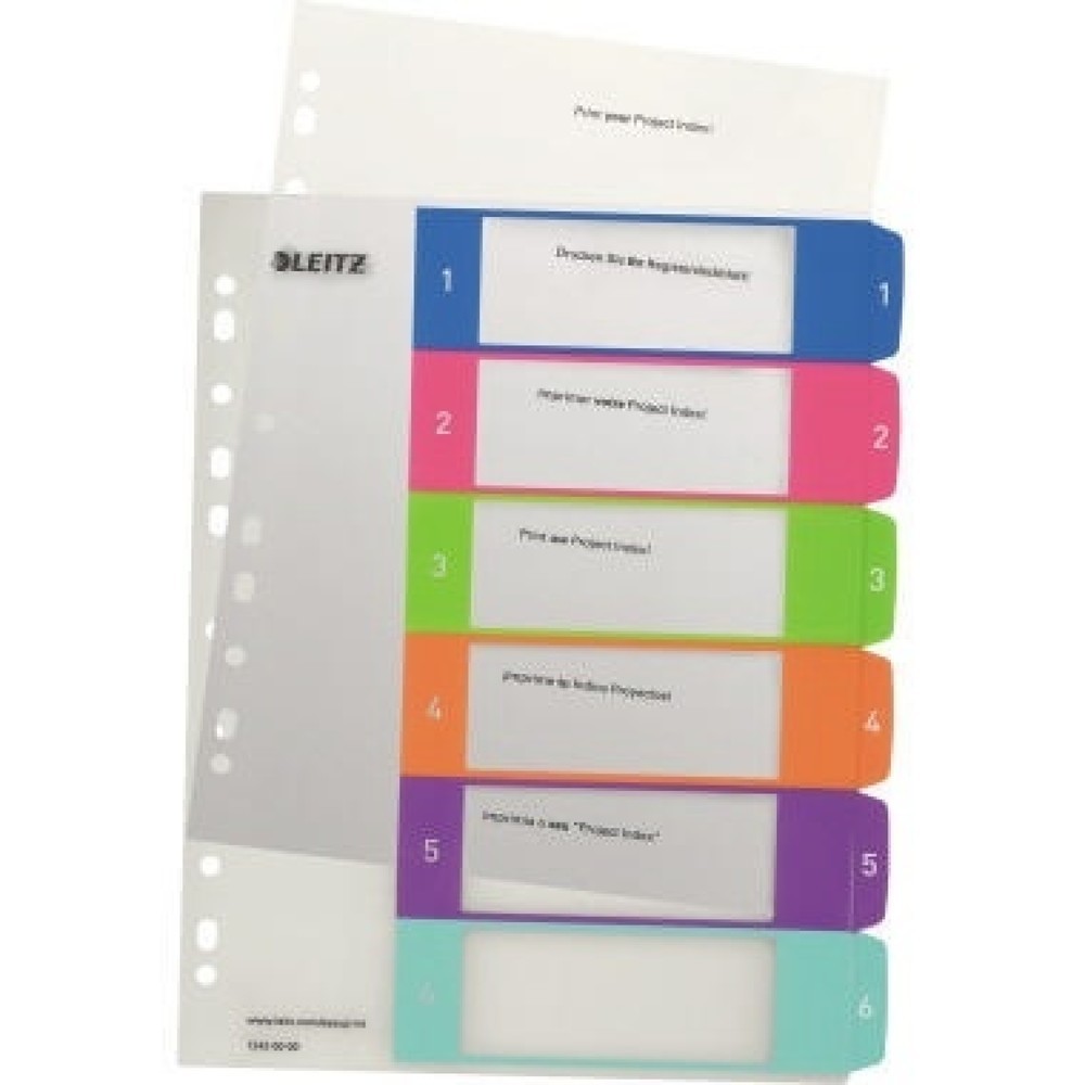Produktabbildung: Leitz Register WOW 12420000 DIN A4 1-6 volle Höhe PP farbig