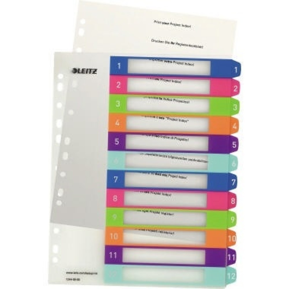 Produktabbildung: Leitz Register WOW 12440000 DIN A4 1-12 volle Höhe PP farbig
