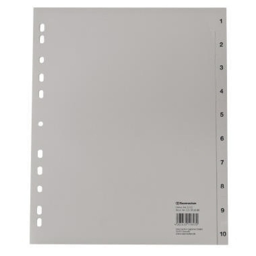 Soennecken Register 2132 DIN A4 1-10 volle Höhe Überbreite PP grau Produktabbildung: Soennecken Register 2132 DIN A4 1-10 volle Höhe Überbreite PP grau