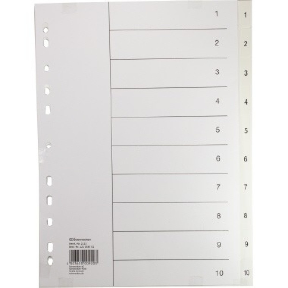 Produktabbildung: Soennecken Register 2115 DIN A4 1-10 volle Höhe PP weiß