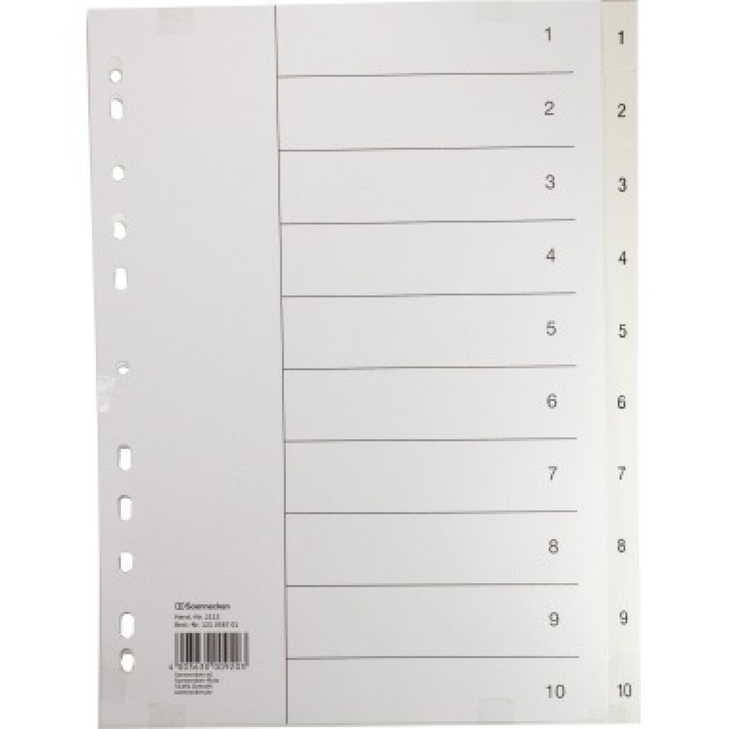 Soennecken Register 2115 DIN A4 1-10 volle Höhe PP weiß Produktabbildung: Soennecken Register 2115 DIN A4 1-10 volle Höhe PP weiß