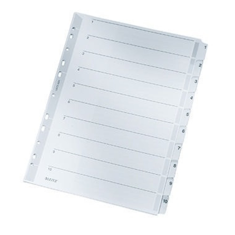 Produktabbildung: Leitz Register 43240000 DIN A4 1-10 volle Höhe 160g Karton grau