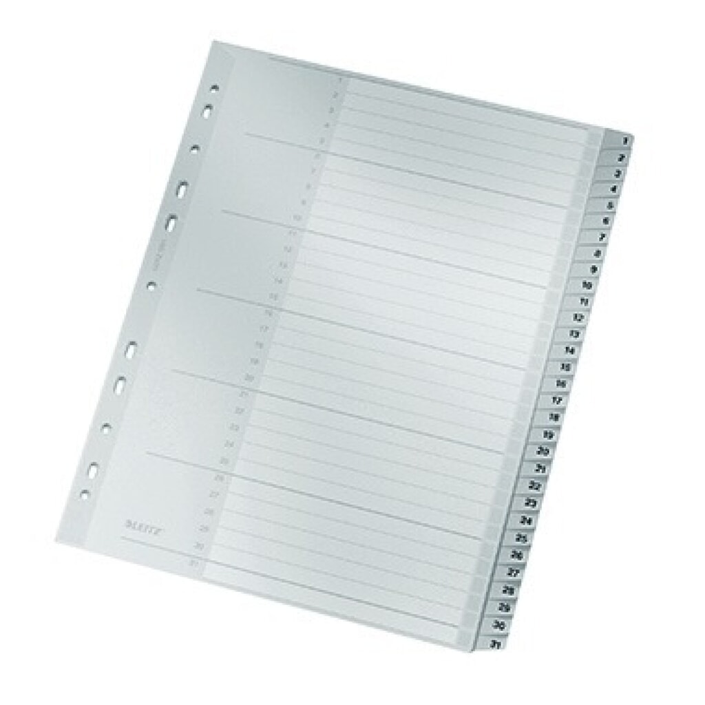 Leitz Register 12810000 1-31 DIN A4 31teilig PP grau Produktabbildung: Leitz Register 12810000 1-31 DIN A4 31teilig PP grau