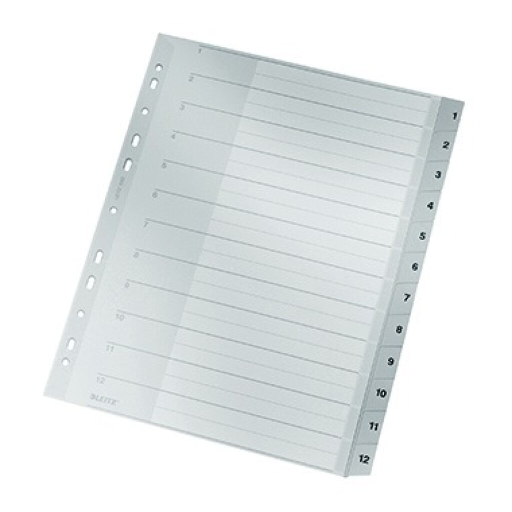 Produktabbildung: Leitz Register 12820000 DIN A4 1-12 Polypropylen grau