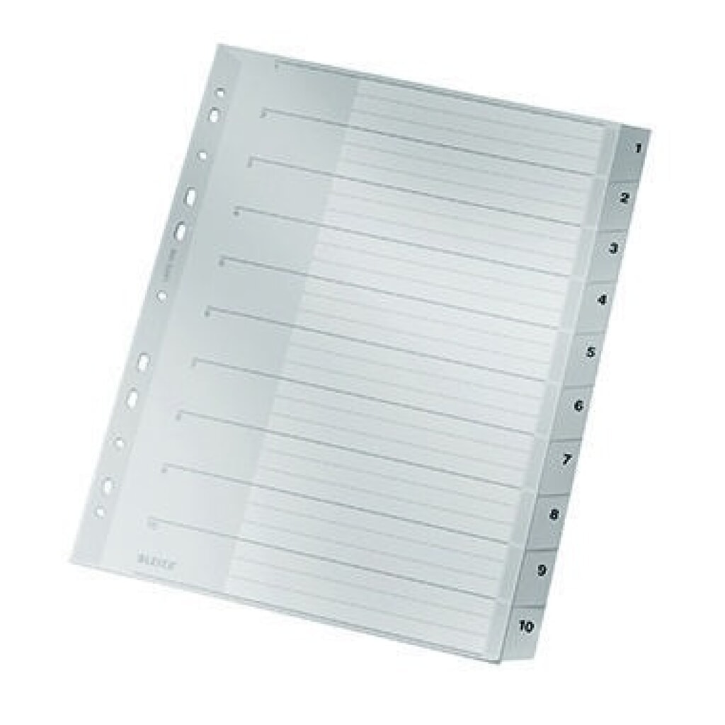 Leitz Register 12800000 DIN A4 1-10 Polypropylen grau Produktabbildung: Leitz Register 12800000 DIN A4 1-10 Polypropylen grau