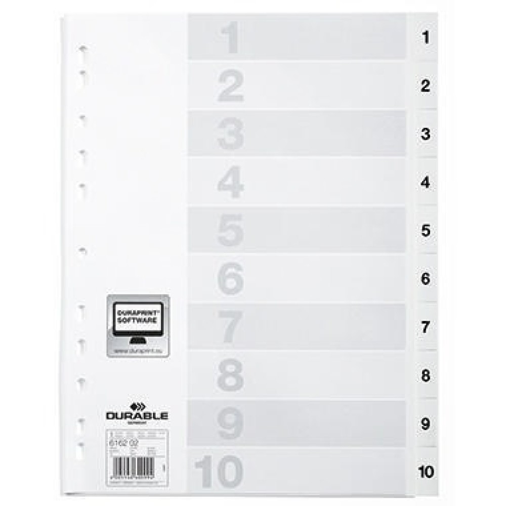 Produktabbildung: DURABLE Register 616202 DIN A4 1-10 geprägte Taben ws