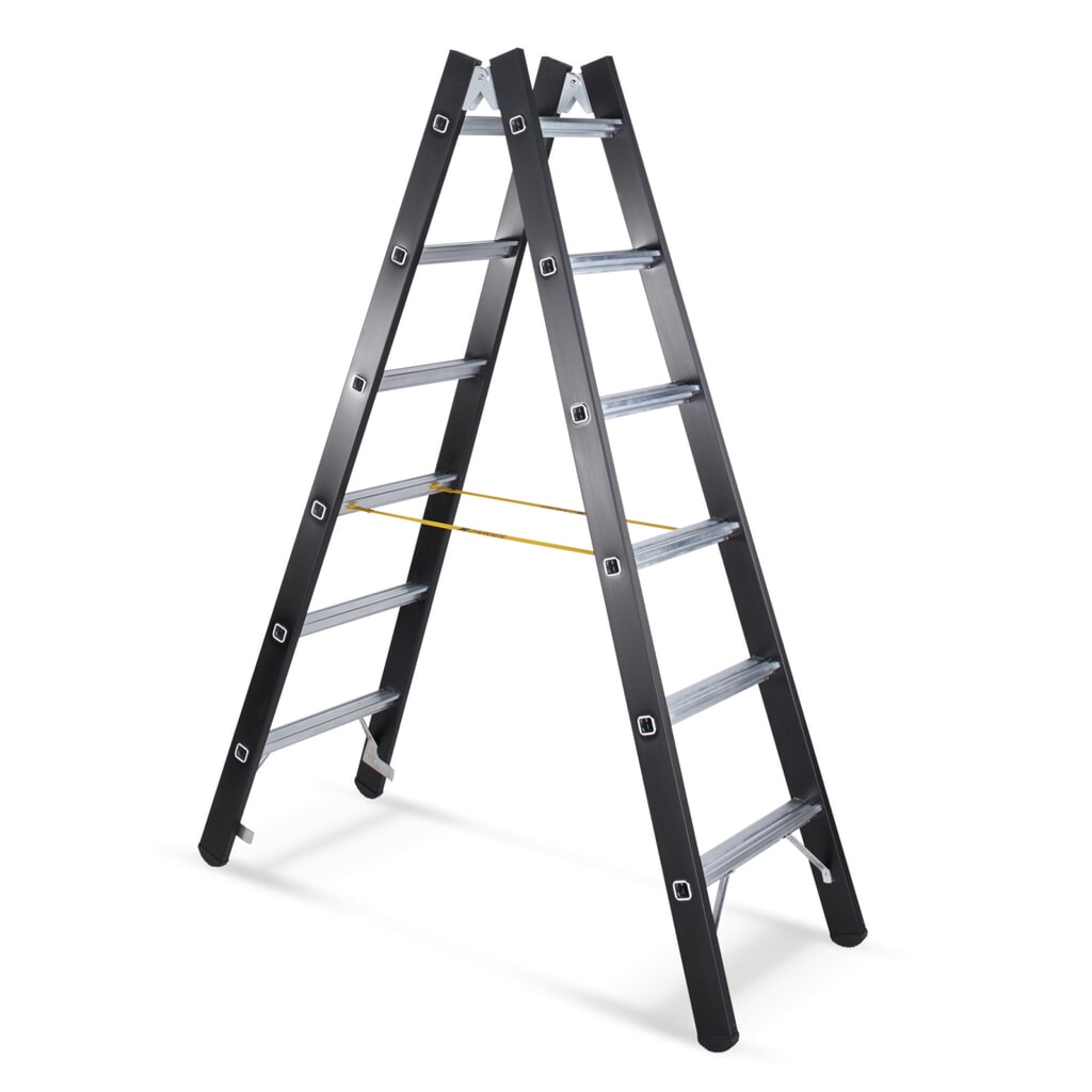 ZARGES Eloxierte Stehleiter, 2-seitig begehbar, Standhöhe 0,50 m Produktabbildung: ZARGES Eloxierte Stehleiter, 2-seitig begehbar, Standhöhe 0,50 m