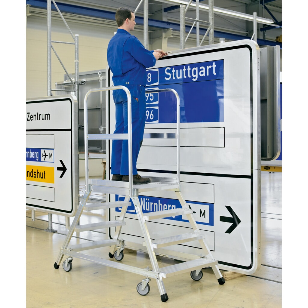 Produktabbildung Nr. 4: ZARGES Podesttreppe, fahrbar, 2-seitig begehbar, Standhöhe 0,96 m, Aluminium